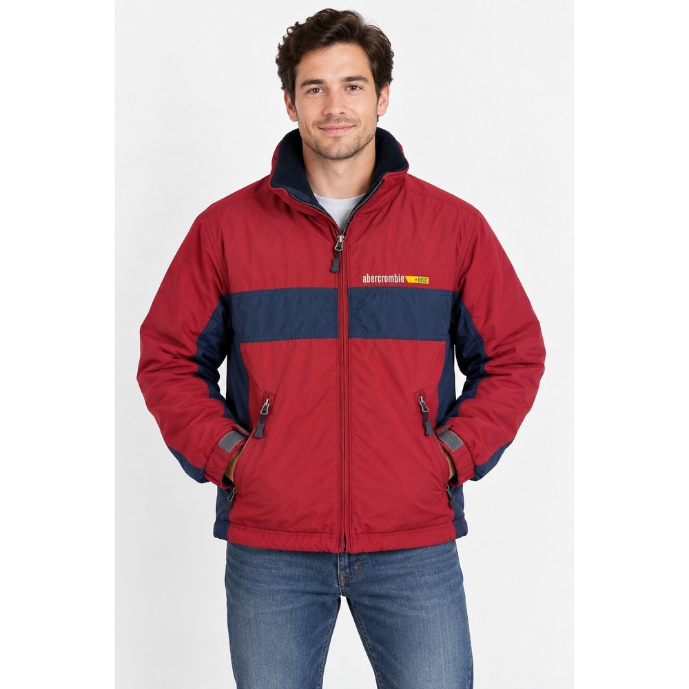 Vintage Abercrombie Mountain Outerwear Mens XL Red Navy Fleece Lined Jacket
